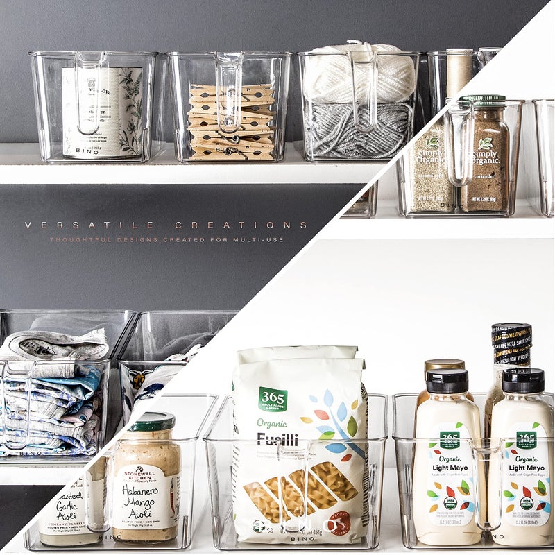 BINO l Plastic Storage Bins l THE HOLDER COLLECTION l 2-Pack, Medium Multi-Use Clear Containers for Organizing with Built-in Handles l Pantry Organization & Storage l Kitchen Organizer l Storage Bins - Image 4